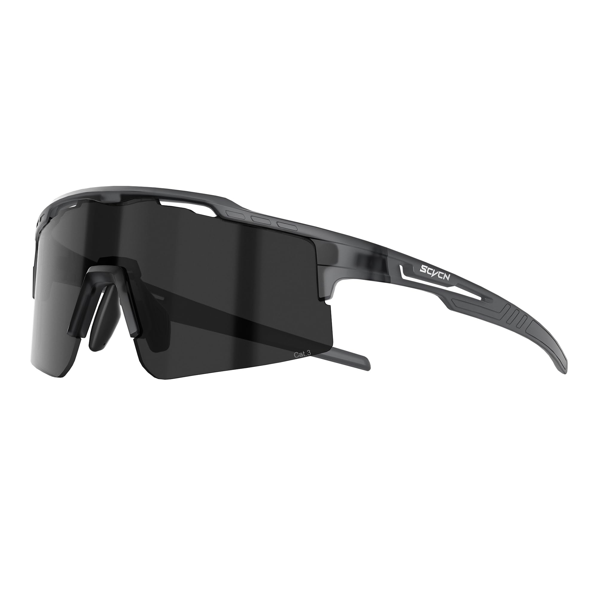 SCVCN Occhiali da Ciclismo Uomo Donna, Occhiali Sportivi UV400 con Lente Ampia Monopezzo, Naselli Regolabili, Lente PC per MTB Corsa S1416