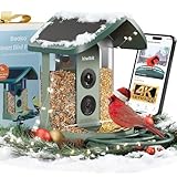 Kiwibit Beako™ Smart Bird Feeder with 4K Camera 4.4W Solar Roof for Outdoors - Ultra HD Live Stream & Photos, 10,000+ Bird Species AI-Identified, Real-Time Motion Detection, Easy Setup, Refill & Clean