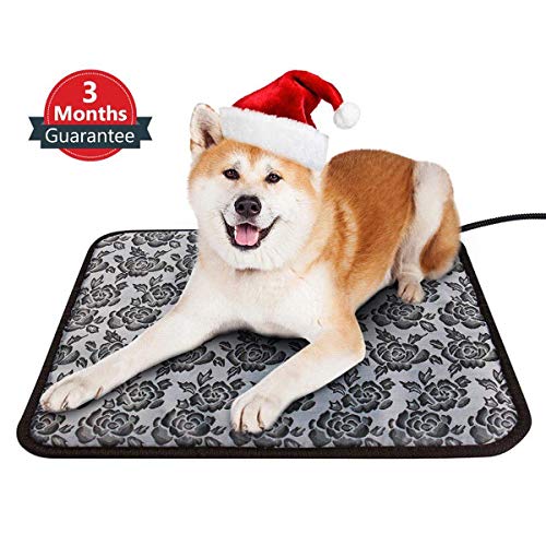 Pet Heating Pad Dog Bed Mats Cat Bed Heated Pad Waterproof Anti Chew Cord With Variable Heat Control and UK Plug Low Voltage Electrically Heated Pet Pad for New Born Pups and Kittens or Bunny(45x45cm)