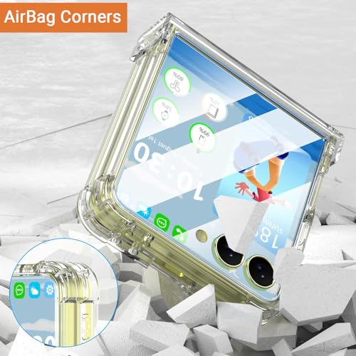 Image of Kapa Clear Airbag with Hinge Protection Back Case for Samsung Galaxy Flip7 / Z Flip 7 | Transparent Shockproof Slim Hard Protective Cover (Clear)