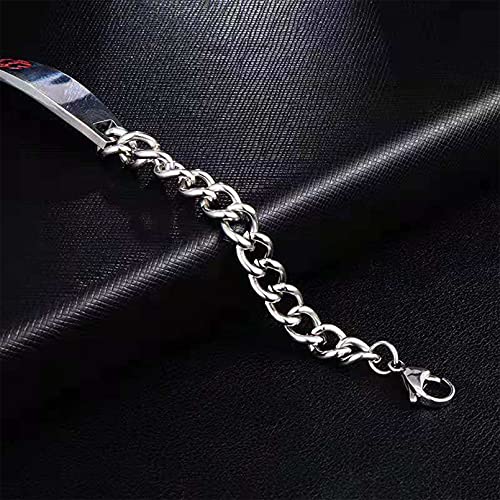 TGLS Red Medical Alert Bracelet for Women Men Emergency First Aid Health Alert Engraved Adjustable Stainless Steel Chain Bracelets4