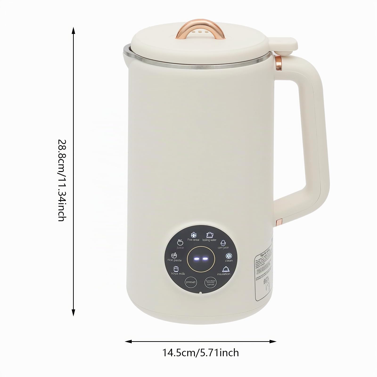 Préparateur de lait de soja 1000ml, Machine à lait de soja automatique avec minuterie 12h et auto-nettoyage pour lait d'avoine, noix et smoothies, récipient intérieur en acier inoxydable, fonction