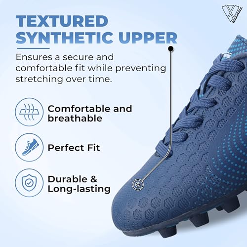 Image of Vizari Stealth Firm Ground Soccer Cleats - Lightweight, Sturdy, Comfortable for Kids and Youth - Excellent Traction, Cushioned Heel, Anti-Stretch Lining - Ideal for Boys and Girls
