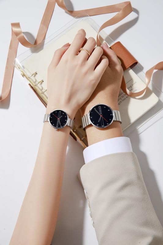 Image of Giordano Analog Couple Watch Set - Elegant Dial with Stainless Steel Strap - His & Hers Matching Watches - Minimalist Unisex Design
