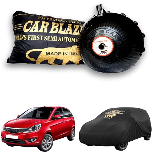 Image of CARBLAZER Portable & Semi-Automatic Full Body Car Covers: Heavy Duty Device| Anti-Theft| Dust & Scratch Proof | Water & Wind Resistant|Custom Fit| Dual-Side Cover, Compatible for Tata Bolt