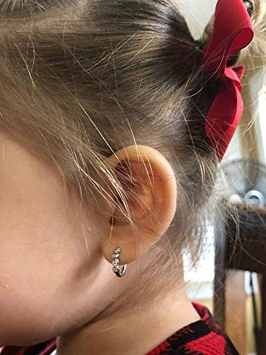 Double Love Heart Cubic Zirconia Small Hoop Earrings for Women Girls 925 Sterling Silver Hypoallergenic Pink CZ Huggie Hoops Cartilage Dainty Jewelry Gifts2