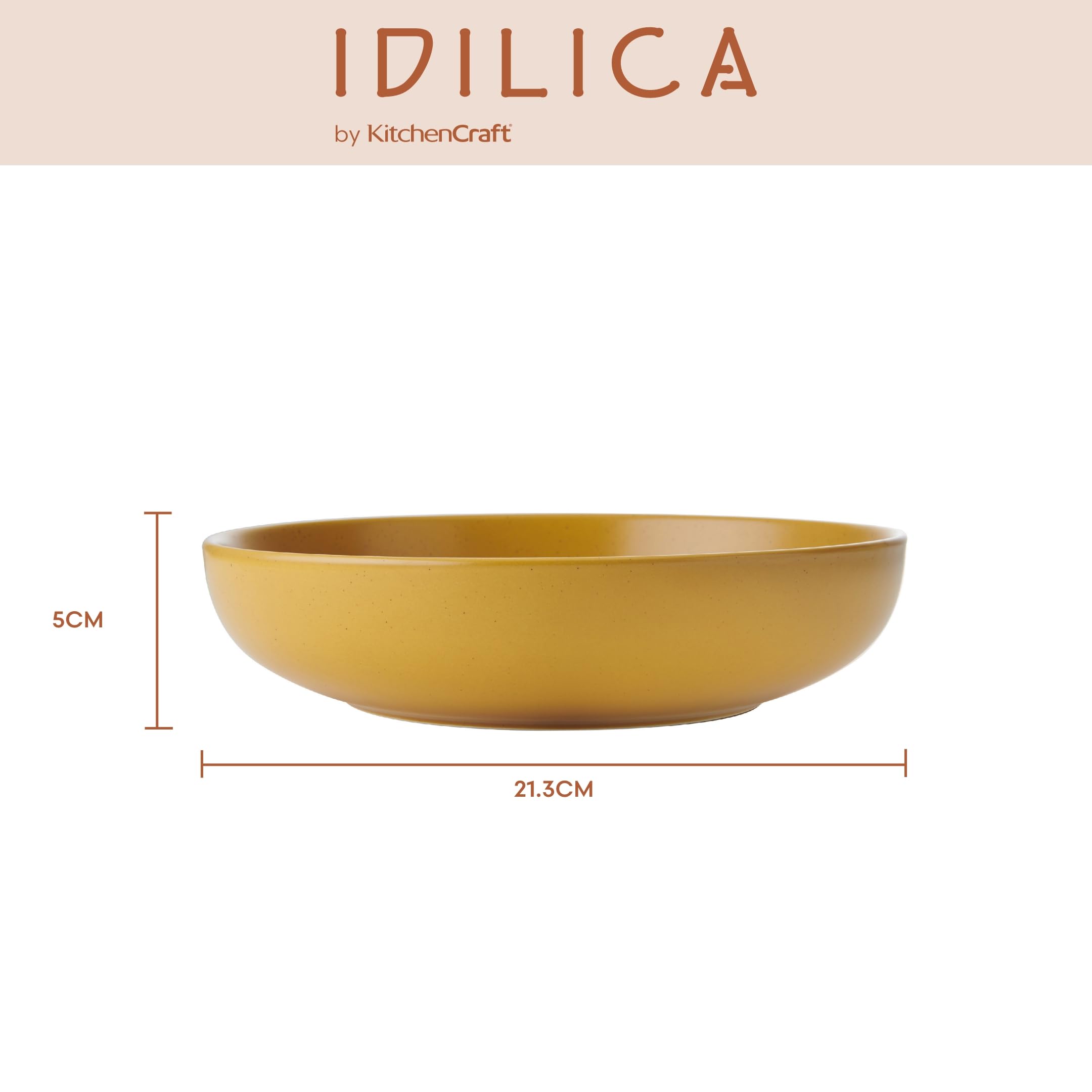 KitchenCraft Idilica Ciotole per pasta in gres, Set di 4 ciotole basse in ceramica, adatte al microonde e alla lavastoviglie, colori assortiti