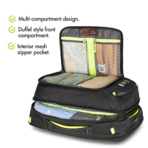 High Sierra AT 8 Wheeled Upright Duffel Bag, Black/Zest, One Size