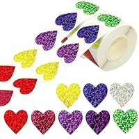 Heart Stickers, 1000pcs Sparkly Love Heart Stickers 25 mm Self Adhesive Shiny Love Sticker Labels for Envelopes Gift Box Decorative