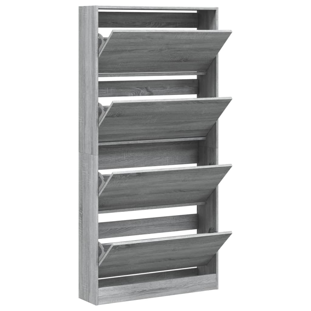 Scarpiera con 4 ante grigio sonoma, 80 x 21 x 163,5 cm