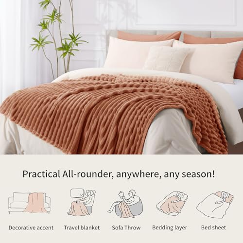 RUIKASI Kuscheldecke Flauschig Decke Orange - 230x270cm Riesig Fleecedecke Sofadecke Couchdecke für Wohnzimmer Deko Blanket… – Ansicht 6