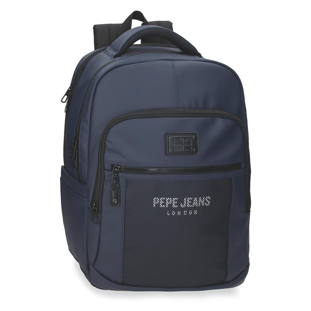 Pepe Jeans Durham Laptop Backpack 15.6" inch Blue 30x42x14.5 cm Synthetic Leather and Polyester by Joumma Bags