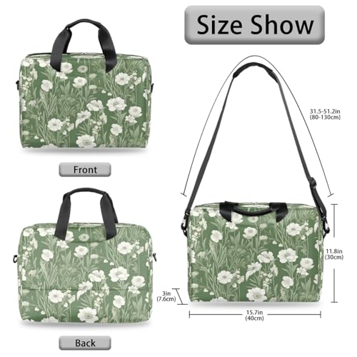 Maletín verde flores y hojas para laptop de 15.6 pulg. miniatura 5