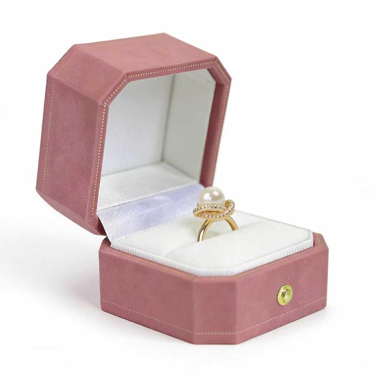 美品　リングボックス　セルロイド　マーブル模様　コーラルカラー　指輪ケース　英国 Amazon.co.jp: WHSLILR ベルベットリングボックス - 八角形の婚約指輪