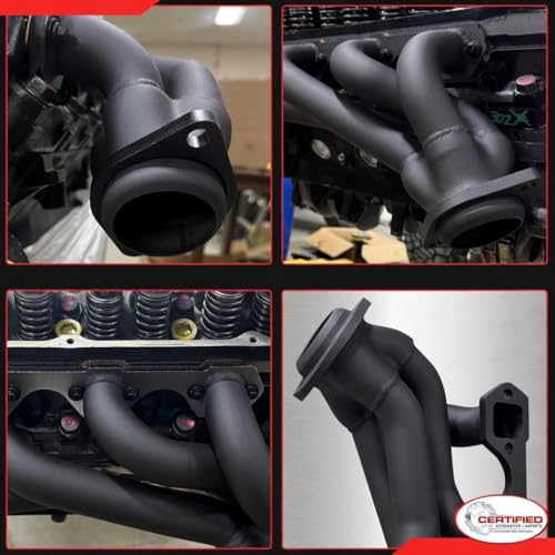 Image of Stealth Black Thermal Barrier Shorty Headers 79-93 Ford Mustang 5.0L LX GT | 302 V8 Foxbody Direct Bolt-On Stealth Performance Exhaust Headers With Copper Gaskets & Hardware Kit 5.0 Fox Body 1979-1993