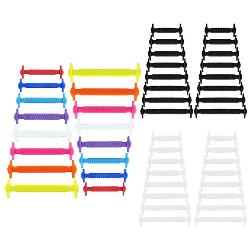 Newkeen 3 Paires No Tie Lacets pour les enfants et adultes - Best in Sports Fan Lacets imperméables Silicon Flat élastiques Lacets