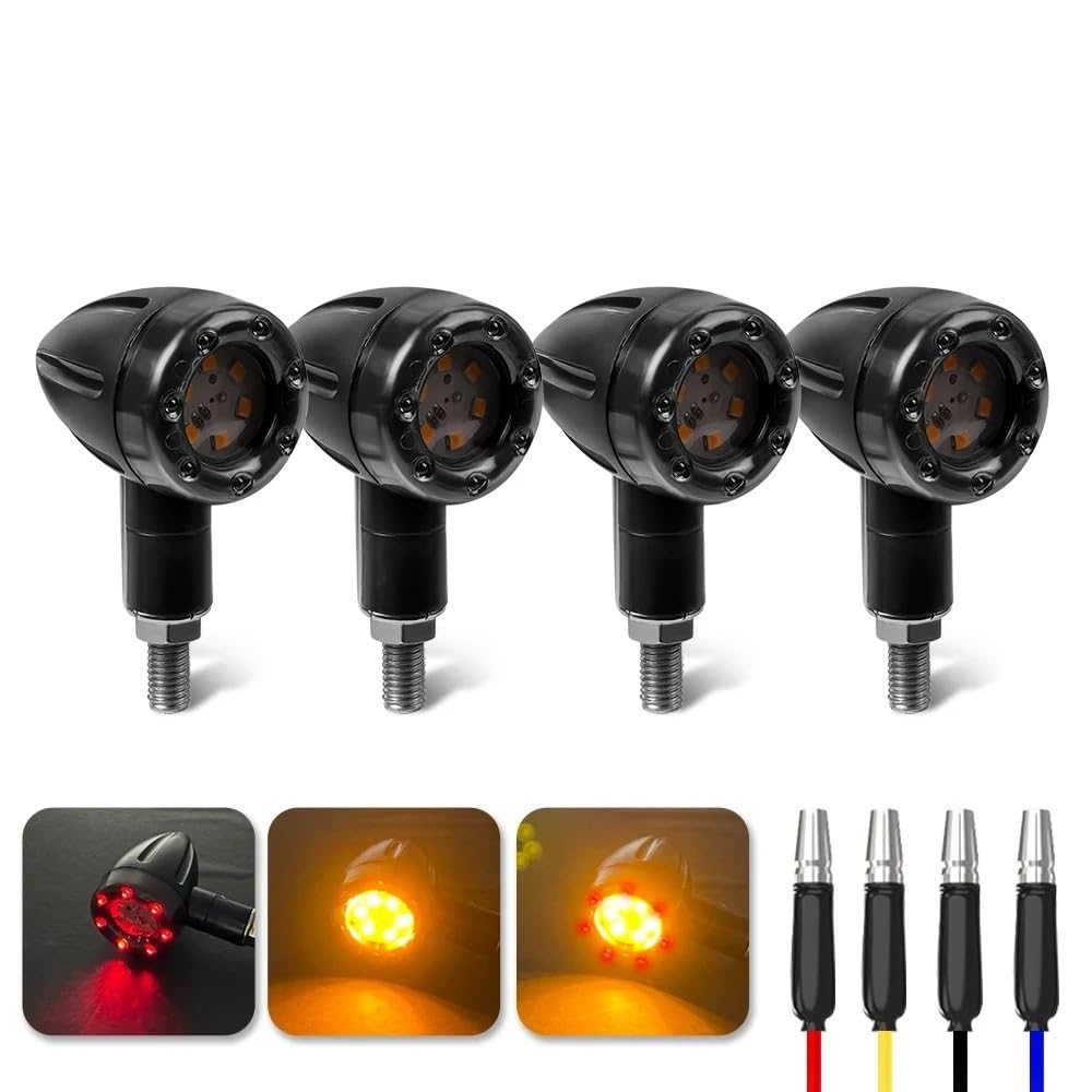 Intermitentes Motocicleta 4 Uds motocicleta bicicleta LED ámbar + rojo señal de giro luz freno intermitente bombillas indicadoras 12V 13 7,5 * 6 * 3,5 cm