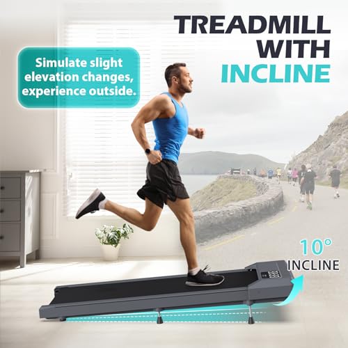 WELLFIT 10% Incline Walking Pad Treadmills for Home, Under Desk Treadmill 265lb Capacity, Voice Controlled Works with KINOMAP Apple Health, Compact for Apartment, Easy to Move Store Upright Place - Image 3
