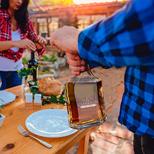 My Personal Memories Custom Engraved Couples Wedding Glass Decanter Gift Set - Personalized for Housewarming, Anniversary - Majestic Style (Decanter and 2 Glasses) - Image 5