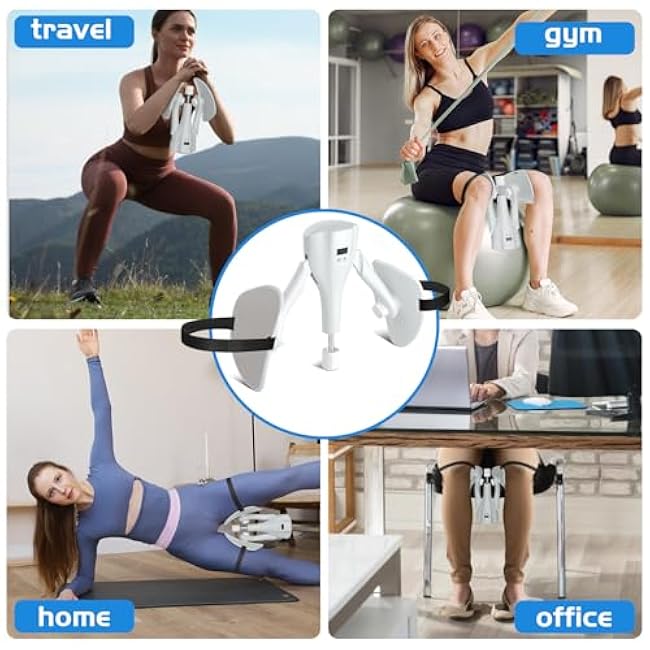 Thigh Exerciser - Adjustable Thigh Exerciser for Women & Men, Pelvic Floor Exercise Devices, Kegel Exerciser, Easy to Use at Home, Office, Travel, Gym