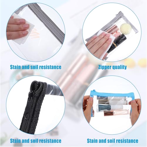 4Pcs Small Clear Makeup Bag 6.10 x 3.54inch Waterproof Clear Travel Bags Cosmetic Bags Zipper Pouches Multipurpose Makeup Pouches for Daily Toiletries Travel Office Supplies3
