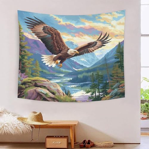 Tapisserie murale aigle 3D en tissu résistant grand format 180cmx230cm
