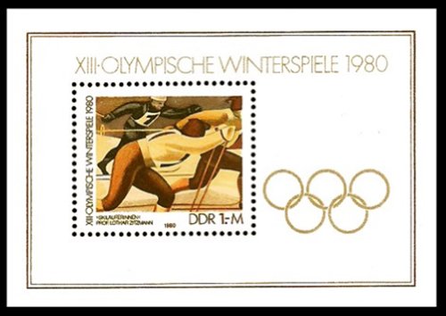 Preisvergleich Produktbild DDR Briefmarke 1980: Block - XIII. Olympische Winterspiele 1980