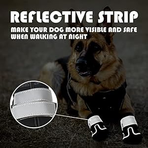 Dog Shoes for Large Dogs, Medium Dog Boots & Paw Protectors, 4Pcs Dog Booties, Rugged Anti-Slip Sole, with Night Reflective Strip for Hot Pavement and Rain or Snow Outdoor Walking. (7, Black) Dog Shoes for Large Dogs, Medium Dog Boots & Paw Protectors, 4Pcs Dog Booties, Rugged Anti-Slip Sole, with Night Reflective Strip for Hot Pavement and Rain or Snow Outdoor Walking. (7, Black)