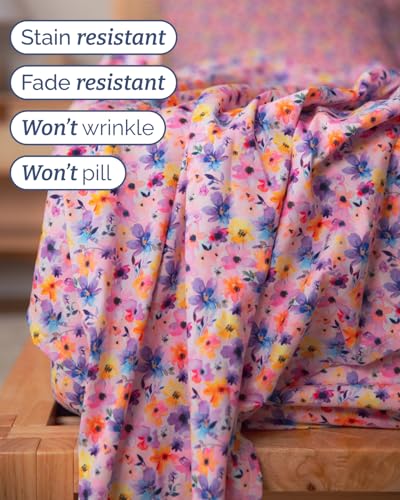 Image of Queen 4 Piece Floral Sheet Set - Breathable & Cooling - Watercolor Bloom