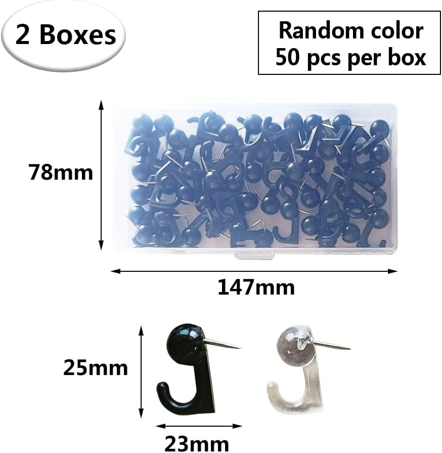 2 Boxes Push Pin Hooks Bulletin Board Hooks Round Headed Pins Tacks for