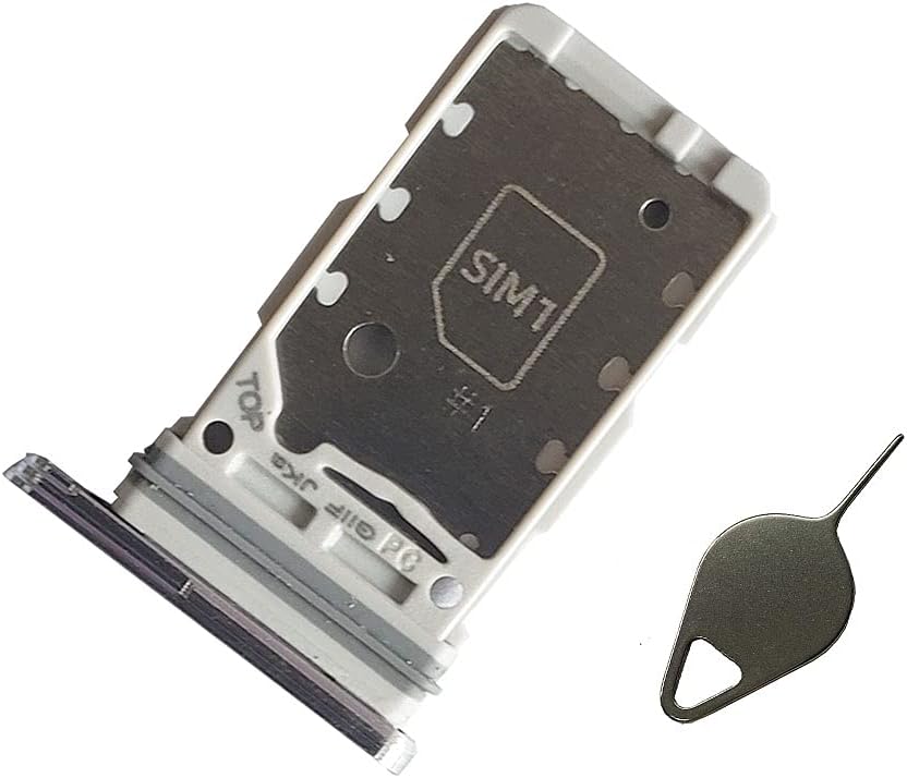 Galaxy S21 S21 Plus S21 Ultra Dual SIM Card Tray Holder Slot Replacement Parts for Samsung Galaxy S21 S21+ Plus S21 Ultra 5G + Eject Pin (Phantom Silver)