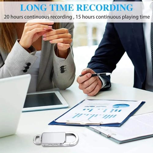 Image of DDLC Mini Digital Voice Recorder 8GB in Built Memory Keychain Professional Audio MP3 Player Microphone Sound Recording (Silver 8GB Memory Recorder)