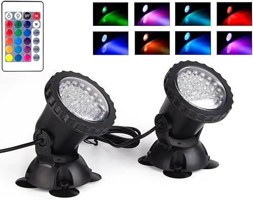 Focos que cambian de color, luces LED subacuáticas para estanque, IP68, impermeable, RGB, memoria de color, regulable, luces de patio para