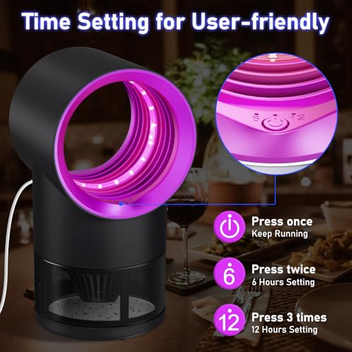 Image of Fruit Fly Trap Indoor Insect Trap with Suction, Time Setting, Bug Light,10 Sticky Glue Boards (Pink)