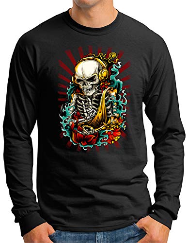 T-shirt manches longues OM3 imprimé skeleton pour homme disponible de la taille S jusqu'au 4XL