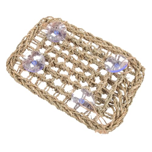 GARVALON Hamaca para Reptiles de Pasto Marino Natural Ventosas 28.5x20 Cm Colgante para Terrarios Acuarios Accesorios para Lagartos y Serpientes Mascotas Pequeñas