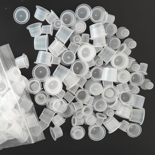 Image of Emalla 300Pcs Mixed Tattoo Ink Caps Kit 100 Small 100 Medium 100 Large Cups | Disposable Tattoo Ink Cups Waterproof Pigment Container Plastic Tattoo Caps for Ink Durable Tattoo Supplies Tattoo Accessory