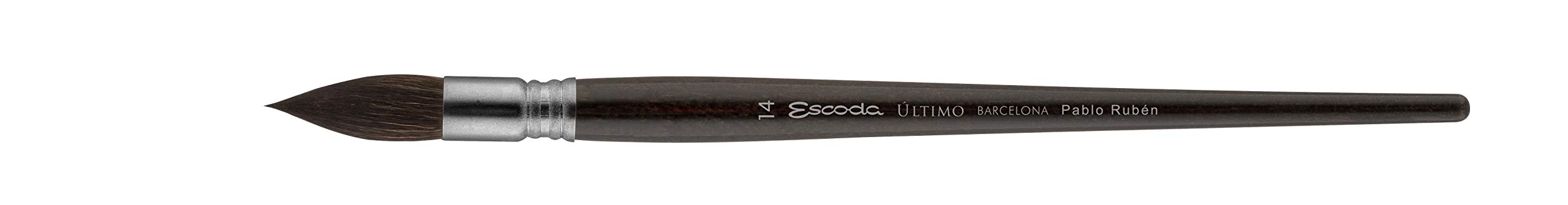 Escoda Set 3 Aquarellpinsel - Nr. 12, 14, Rund Spitz Französischer Flachpinselstiel Kunsthaar Pablo Rubén Serie Último Perla Profesionell Handgefertigt in Barcelona., Schwarz, Holzfarbe, Weiß, grau