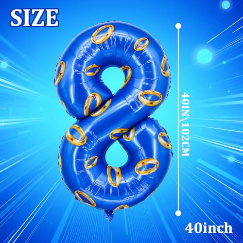 Image of Number 40 Inch Blue and Gold Ring Balloon Birthday Number Decoration Aluminum Film Balloon Suitable for Boys and Girls Blue Theme Party Cartoon Party Decoration Supplies (8)