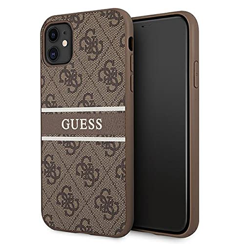 Guess Coque de Protection pour iPhone 11 6,1" GUHCN614GDBR Marron 4G Ă Rayures