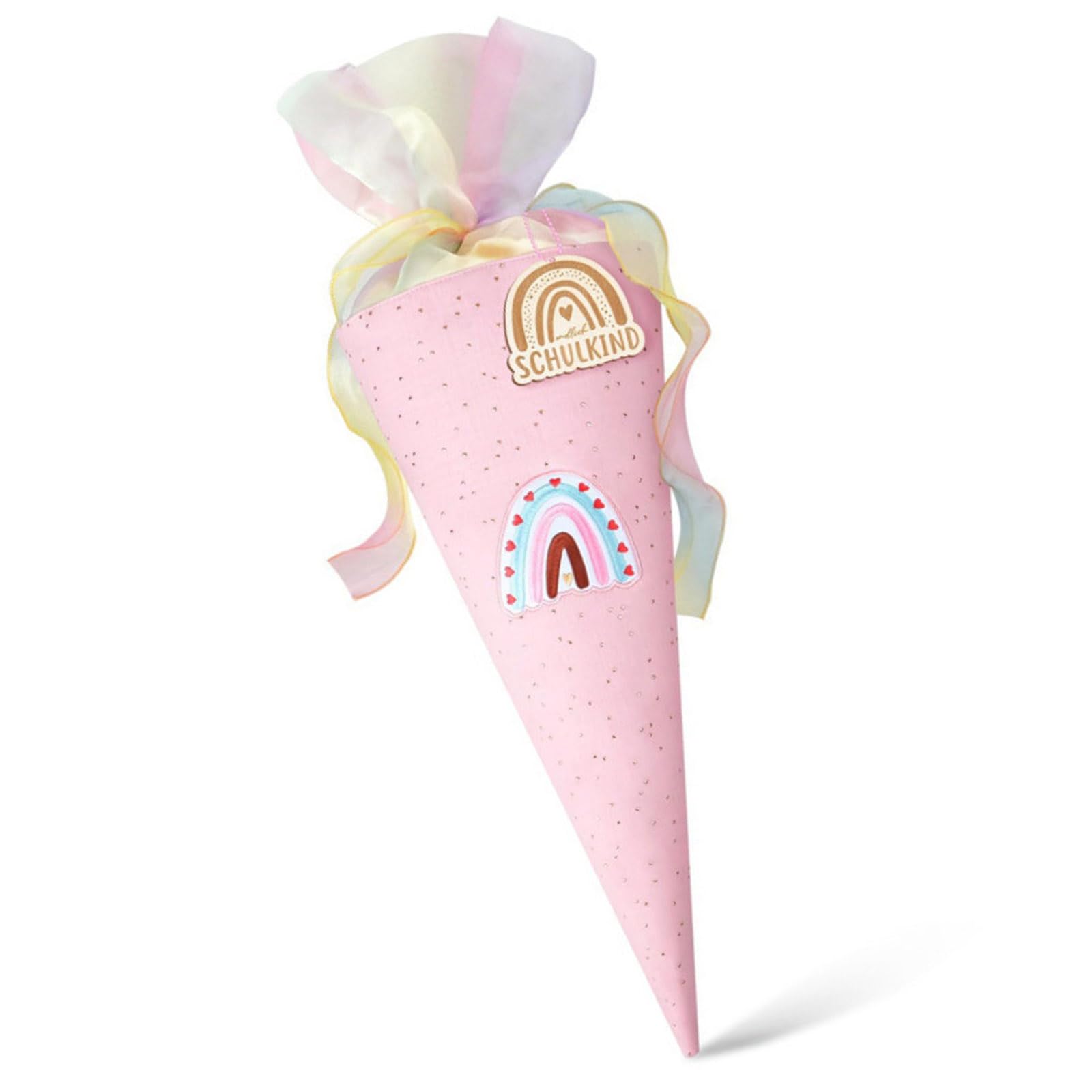 Elnwnnkc Classroom Giveaway Treat Bag in Cone Shape with Fabric Body, Ribbon Accent and Easy Fill Opening for Small Treats Fabric Party Candy Holder