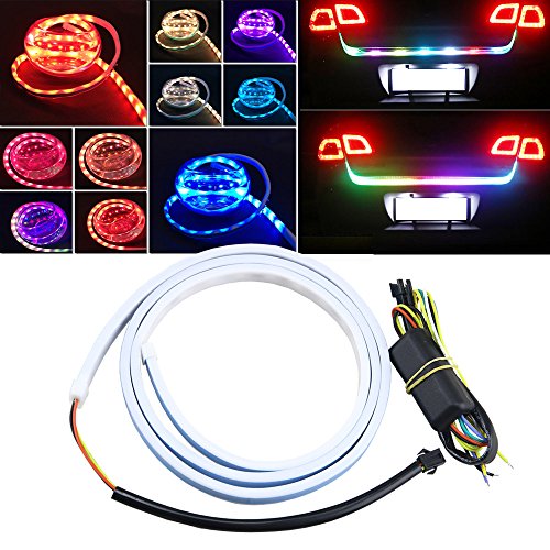NSLUMO Colorful LED Strip Trunk Light 150CM 315 Streamer Tailgate Lights Daytime Running Light Brake Turn Signal Warning 12V Flow Lamp (150CM)