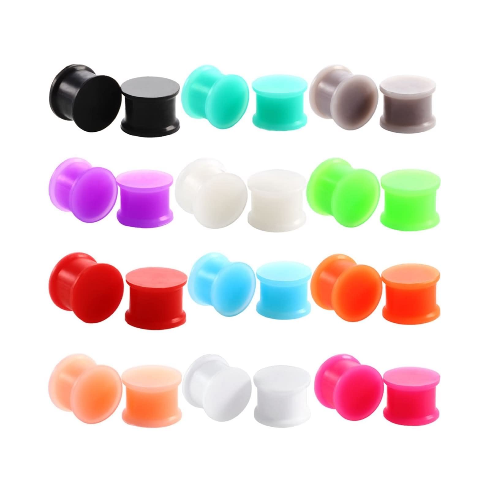 24 Stück Tunnel Dehnen Set, Ear Piercing Set Bunt Runde Form Silikon Piercing Jewellery