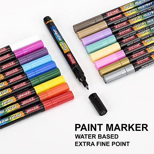 Zeyar Premium Acrylic Paint Pen, Water Based, Extra Fine Point, 18 Colors, Odorless, Acid Free And Safe, Opaque Ink, Environmental Friendly, Ap Certified #TOP1