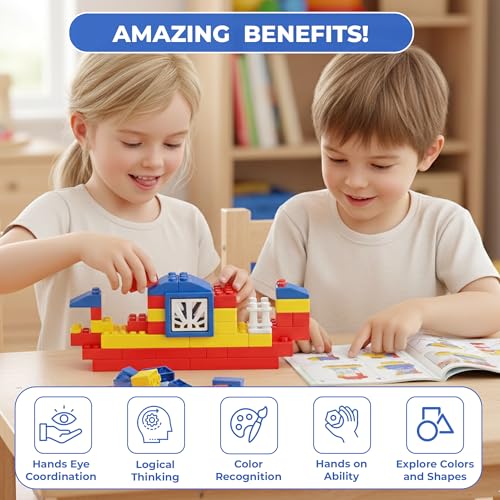 Image of RATNA'S Elite Building Blocks, 130 Interlocking Pieces Educational Construction Blocks for Kids 3+ Years, Creative Learning Toy to Make Multiple Structures & Objects