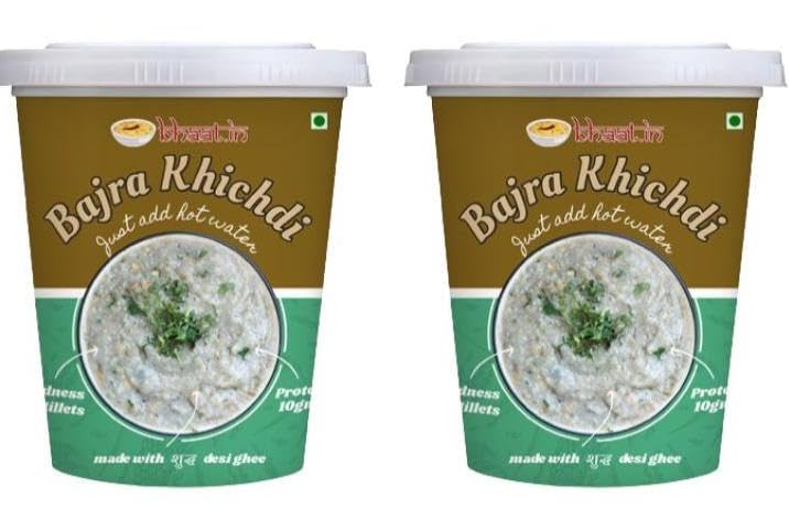 Bhaat.in Instant Bajra Khichdi | Dehydrated Millet Meal |PROTEIN 10GM |NO PALM OIL| Ready to Eat Healthy Meal | Pack of 2 | Just Add Hot Water | Gluten-Free | No Onion, No Garlic | Travel-Friendly | Daily meal|Ready to eat breakfast-image-49