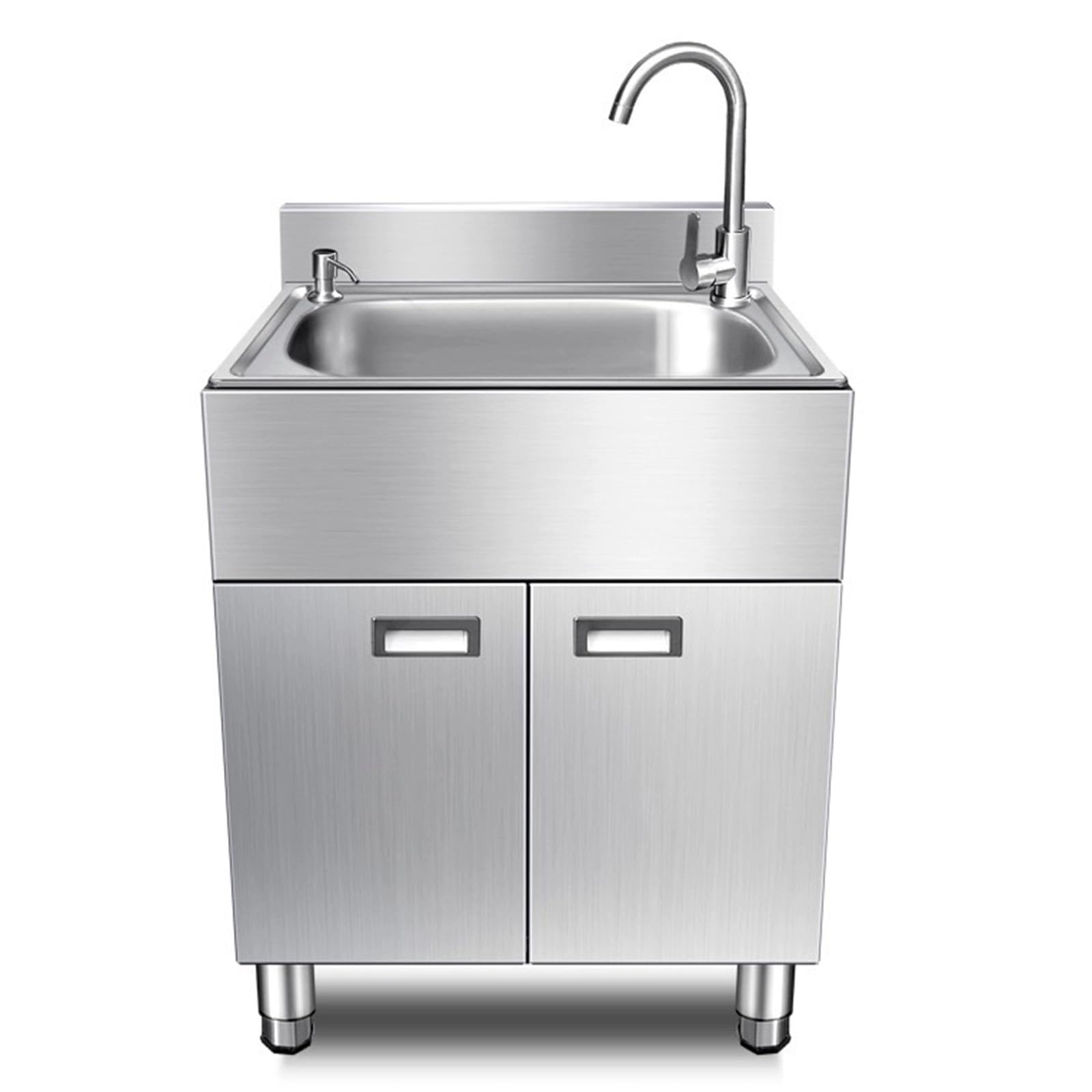 SDdPulse Freestanding Stainless Steel Sink with Tap and Storage Cabinet, Ideal for Kitchen, Laundry or Commercial Use, Large Space Utility Sink, Single Color