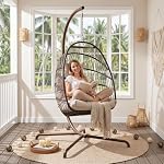 BULEXYARD Egg Swing Chair with Stand, Outdoor Hanging Egg Chair with Stand