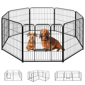 SMUG Heavy-Duty Iron Dog Playpen – 8 Panel 24” Durable, Rust-Resistant Pet Fence for Indoor & Outdoor Use, Secure & Spacious Pet Play Area for Dogs, Puppies & Small Animals
