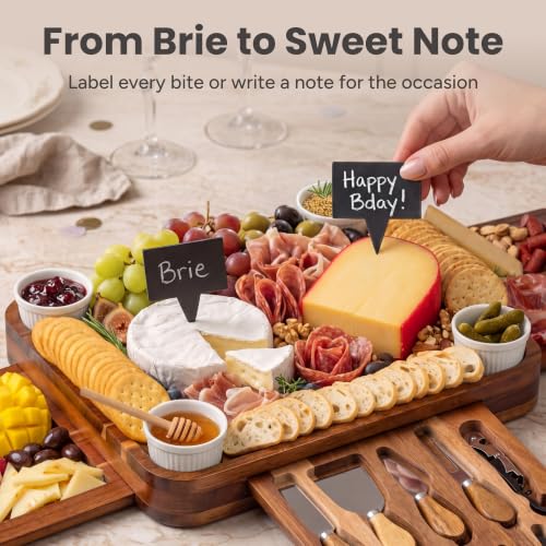 Image of SMIRLY Charcuterie Boards Set, Large Cheese Board Set, Acacia